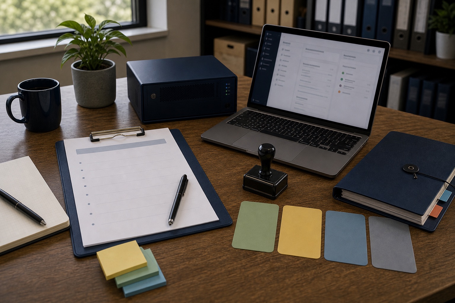 A concise AI governance policy document with approval stamps and security notes
