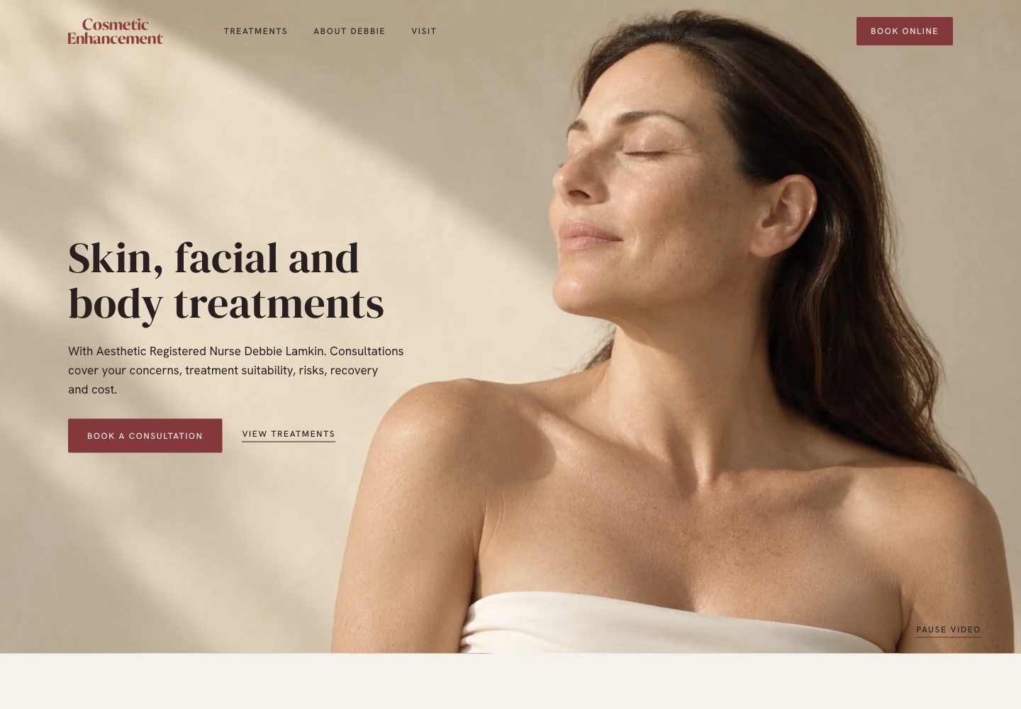 Cosmetic Enhancement homepage on desktop